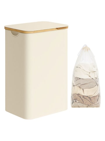 Songmics Wäschekorb in Creme/ Hellbraun - (B)42 x (H)70,5 x (T)32 cm