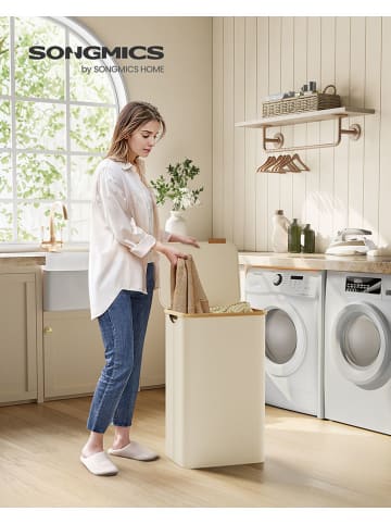 Songmics Wäschekorb in Creme/ Hellbraun - (B)42 x (H)70,5 x (T)32 cm