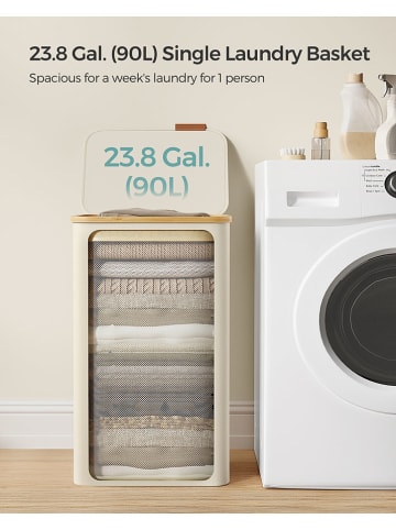 Songmics Wäschekorb in Creme/ Hellbraun - (B)42 x (H)70,5 x (T)32 cm