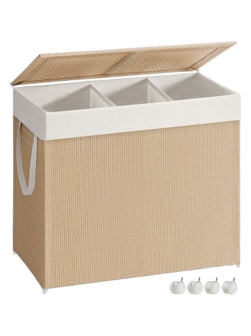 Songmics Wäschekorb in Beige/ Weiß - (B)66,5 x (H)65 x (T)37,5 cm