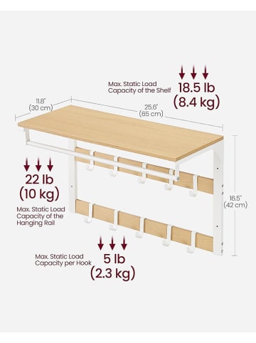 Songmics Garderobe in Weiß/ Beige - (B)65 x (H)42 x (T)30 cm