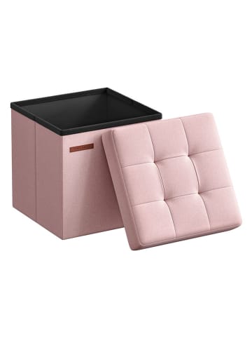 Songmics Hocker w kolorze jasnoróżowym ze schowkiem - 38 x 38 x 38 cm