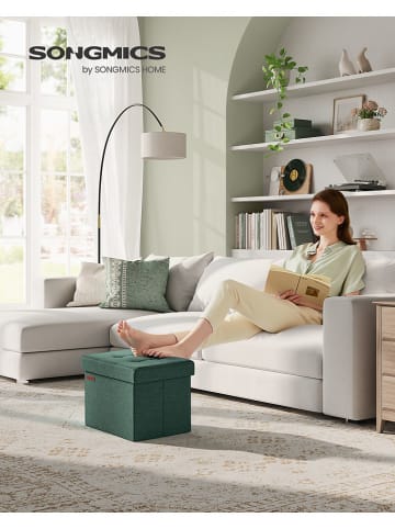 Songmics Hocker w kolorze zielonym ze schowkiem - 41 x 31 x 31 cm