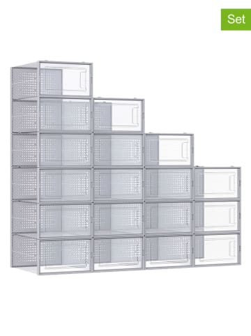 Songmics Pudełka (18 szt.) w kolorze szarym na buty - 23 x 14,3 x 33,5 cm