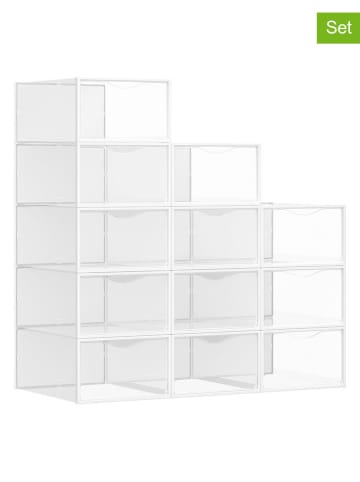 Songmics 12er-Set: Schuhboxen in Weiß - (B)23 x (H)14,5 x (T)33,2 cm