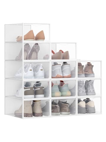Songmics 12er-Set: Schuhboxen in Weiß - (B)23 x (H)14,5 x (T)33,2 cm