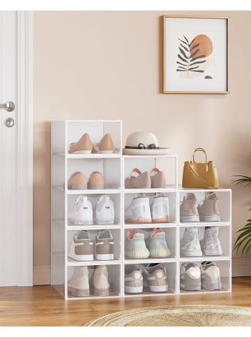 Songmics 12er-Set: Schuhboxen in Weiß - (B)23 x (H)14,5 x (T)33,2 cm
