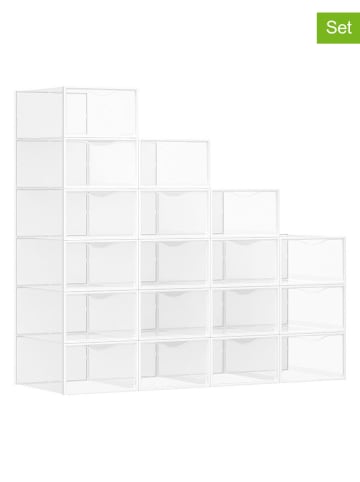 Songmics 18er-Set: Schuhboxen in Weiß - (B)23 x (H)14,5 x (T)33,2 cm