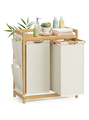 Songmics Wäschekorb in Creme/ Hellbraun - (B)63 x (H)78 x (T)33 cm