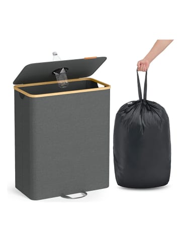 Songmics Mülleimer in Grau/ Hellbraun - (B)52,5 x (H)70,5 x (T)38,5 cm