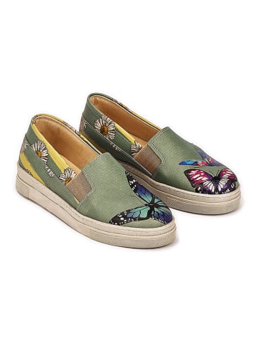 Streetfly Skórzane slippersy w kolorze khaki