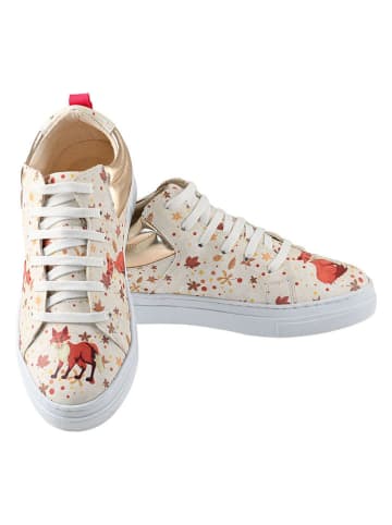 Streetfly Leren sneakers crème/goudkleurig