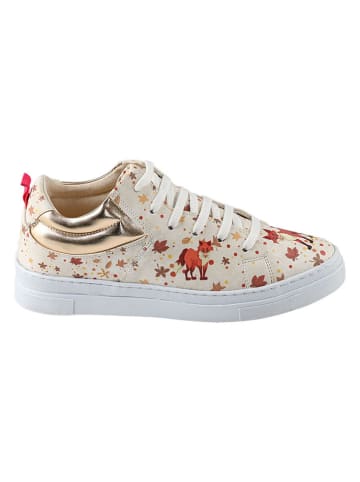 Streetfly Leren sneakers crème/goudkleurig