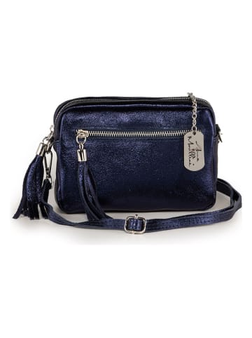 Anna Morellini Leder-Umhängetasche "Abriana" in Dunkelblau - (B)20 x (H)16 x (T)8 cm
