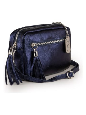 Anna Morellini Leder-Umhängetasche "Abriana" in Dunkelblau - (B)20 x (H)16 x (T)8 cm