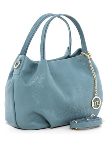 Mia Tomazzi Leder-Schultertasche "Maggiore" in Hellblau - (B)28 x (H)20 x (T)12 cm