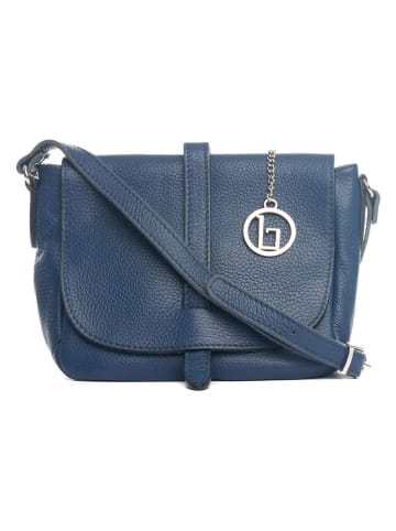 Lia Biassoni Leder-Umhängetasche "Mella" in Blau - (B)24 x (H)20 x (T)9 cm