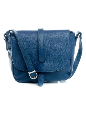 Lia Biassoni Leder-Umhängetasche "Mella" in Blau - (B)24 x (H)20 x (T)9 cm