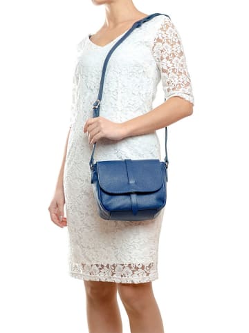 Lia Biassoni Leder-Umhängetasche "Mella" in Blau - (B)24 x (H)20 x (T)9 cm