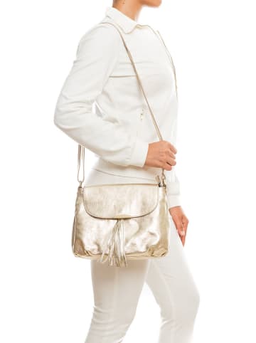 Pia Sassi Leren schoudertas "Serra Dolcedorme" goudkleurig - (B)27 x (H)22 x (D)10 cm