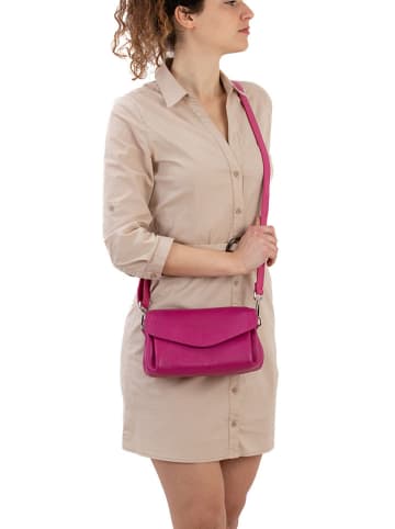 Pia Sassi Leren schoudertas "Corno Baitone" fuchsia - (B)24 x (H)14 x (D)10 cm