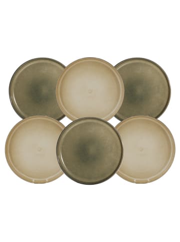 Ard'time 6-delige set: dessertborden "Terralha" beige/groen - Ø 19,8 cm