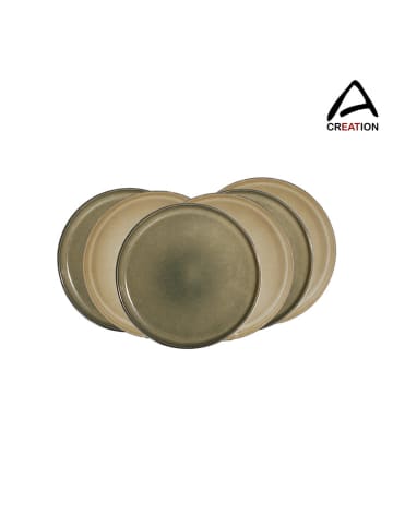 Ard'time 6er-Set: Dessertteller "Terralha" in Beige/ Grün  - Ø 19,8 cm