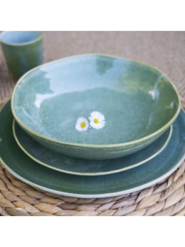 Ard'time 6er-Set: Dessertteller "Mila" in Grün/ Weiß - Ø 20,5 cm