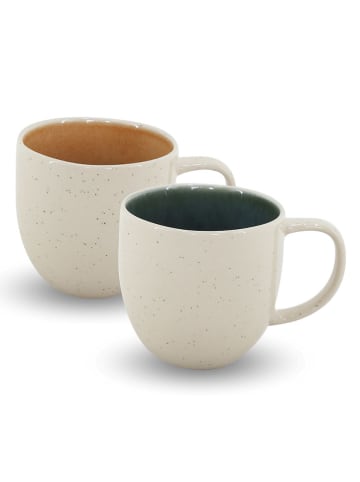 Ard'time 6-delige set: koppen "Coralia" beige/oranje/groen - 310 ml