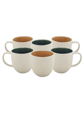 Ard'time 6-delige set: koppen "Coralia" beige/oranje/groen - 310 ml