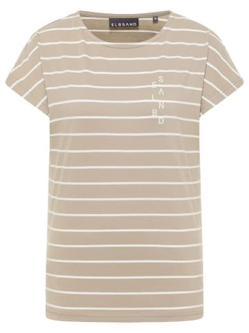 ELBSAND Shirt "Selma" in Beige/ Weiß