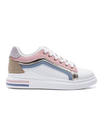 Viagiulia Sneakersy w kolorze biało-jasnoróżowo-błękitnym