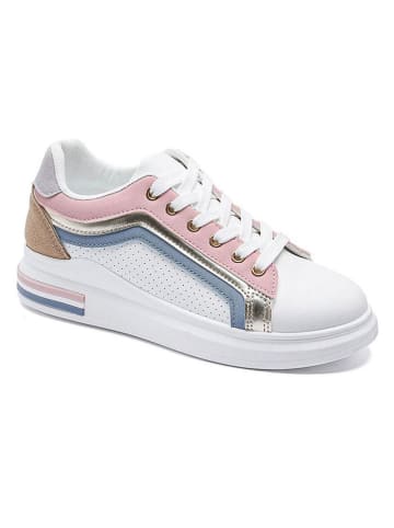 Viagiulia Sneakersy w kolorze biało-jasnoróżowo-błękitnym