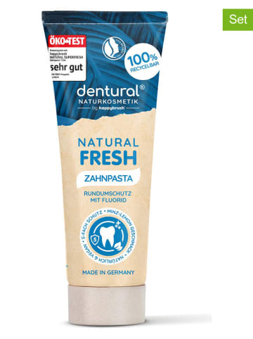 Happy Brush 3er-Set: Naturkosmetik-Zahnpasta "Dentural Fresh" - 75 ml