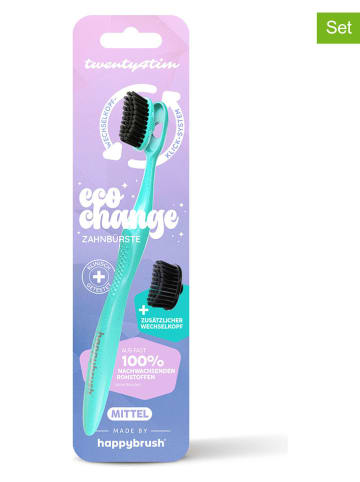 Happy Brush 2er-Set: Zahnbürsten "EcoChange" in Türkis