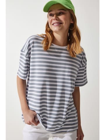Happiness Istanbul Shirt in Weiß/ Grau