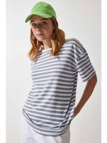 Happiness Istanbul Shirt in Weiß/ Grau