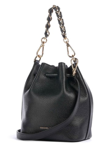 COCCINELLE Leder-Henkeltasche in Schwarz - (L)21 x (B)28,5 x (H)14 cm