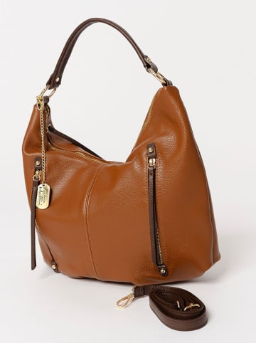 Anna Morellini Leder-Henkeltasche in Hellbraun