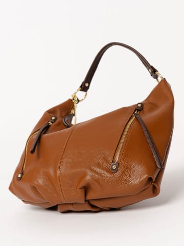 Anna Morellini Leder-Henkeltasche in Hellbraun