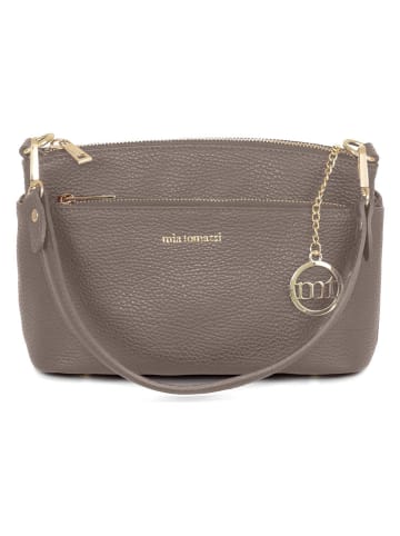 Mia Tomazzi Leder-Henkeltasche "Bardolino" in Grau - (L)25 x (B)13 x (H)17 cm