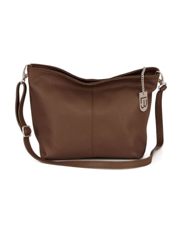 Lucca Baldi Leren schoudertas "Trapani" bruin - (B)33 x (H)14 x (D)25 cm