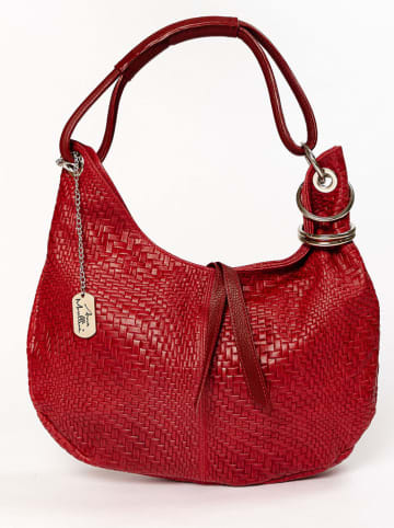 Anna Morellini Leder-Schultertasche "Concetta" in Rot - (L)38 x (B)10 x (H)34 cm