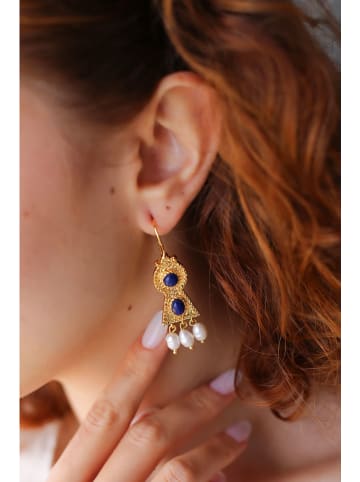 Pierres delicates Pozłacane kolczyki z lapis lazuli