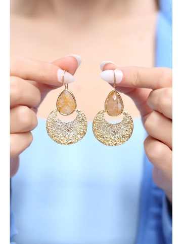 L'Atelier de Gaia Vergulde oorringen met edelstenen