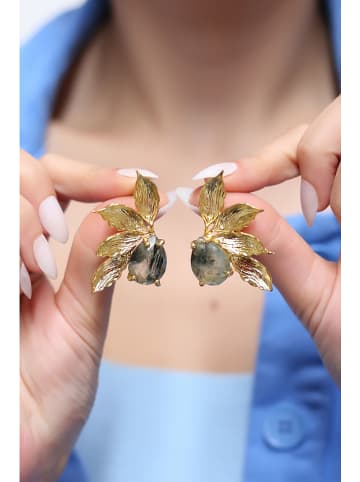 L'Atelier de Gaia Vergulde oorringen met edelstenen