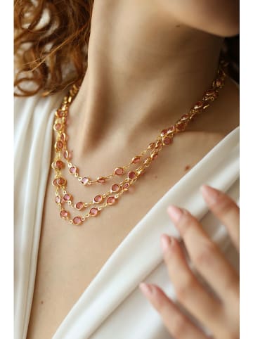 L'Atelier de Gaia Vergulde ketting met kristallen - (L)45 cm