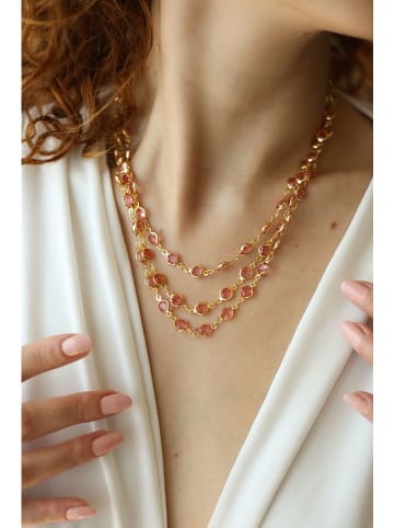 L'Atelier de Gaia Vergulde ketting met kristallen - (L)45 cm