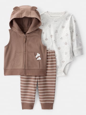 carter's 3-delige outfit bruin/grijs