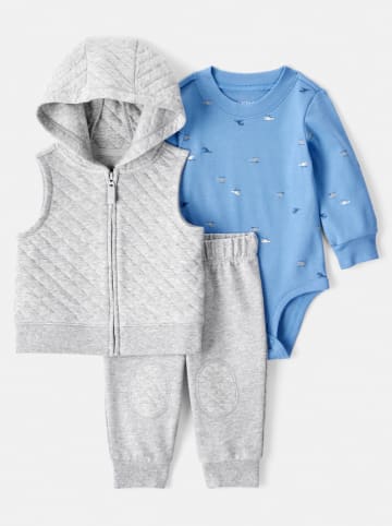 carter's 3-delige outfit grijs/blauw